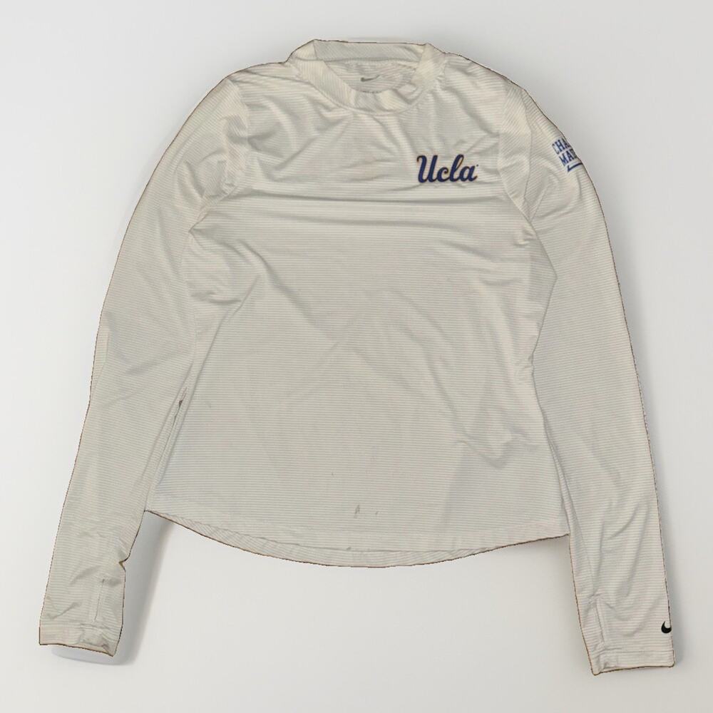 Women’s Nike Dri Fit UCLA Mock Neck Long Sleeve Compression Shirt White M 20x23